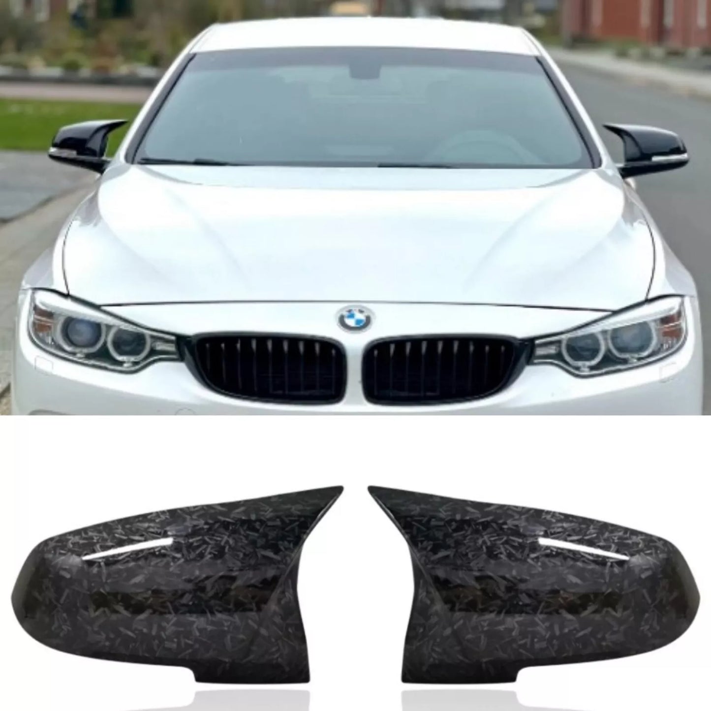 For BMW 3 4 SERIES F30 F31 F32 F33 F36FORGED CARBON LOOK SIDE MIRROR COVERS SPORT