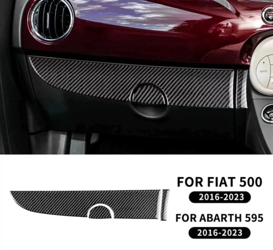 For FIAT 500 ABARTH 595 interior Glove Box Trim Cover Soft Carbon Fibre Sport RHD