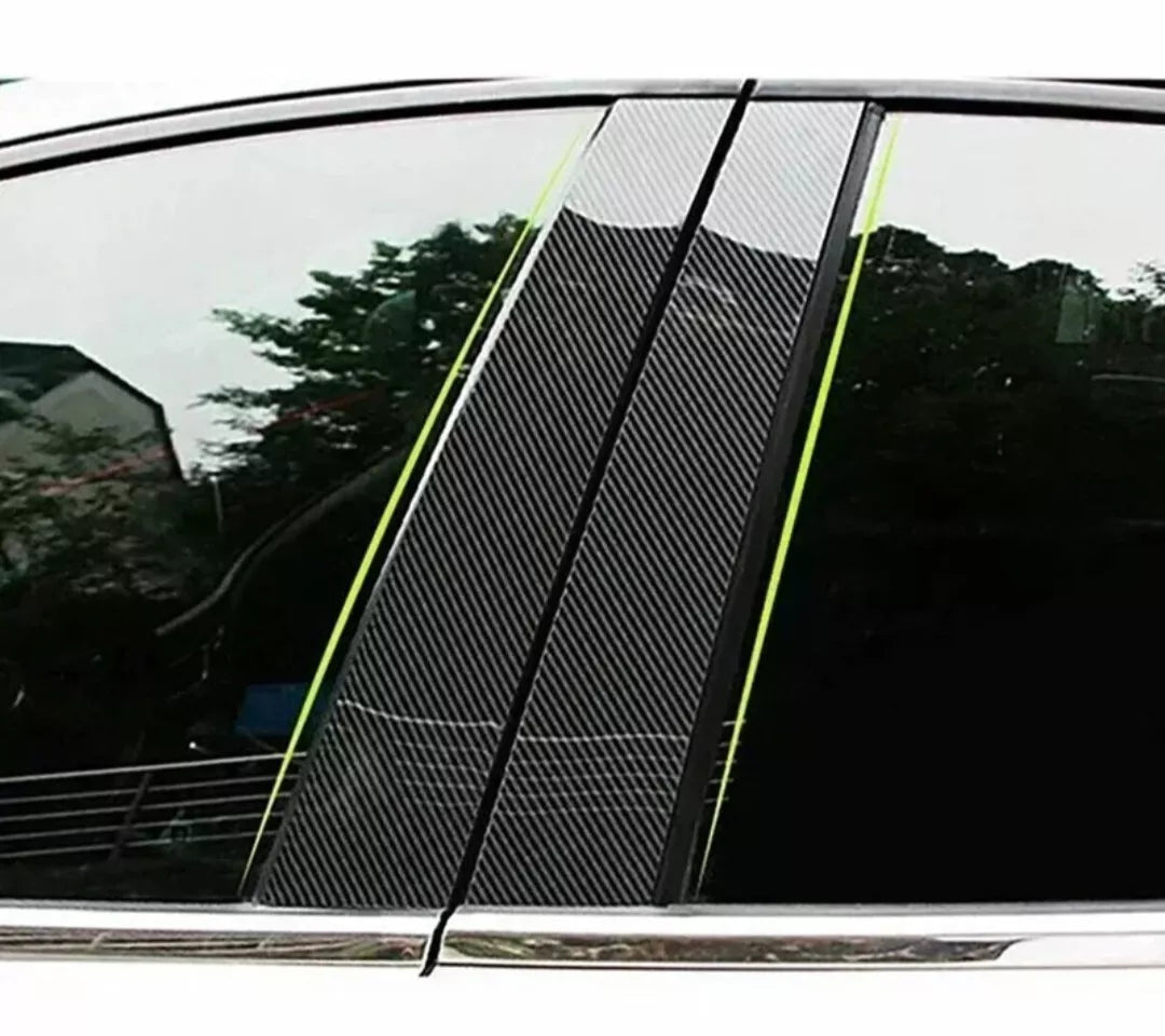 For BMW 1 SERIES F20 12-19 Window B Pillars Carbon Fibre Pattern Gloss Stickers