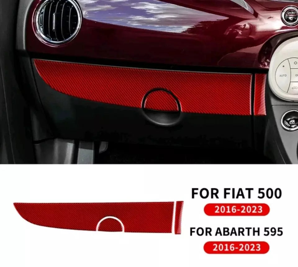 For FIAT 500 ABARTH 595 interior Glove Box Trim Cover Soft Carbon Fibre Sport RHD