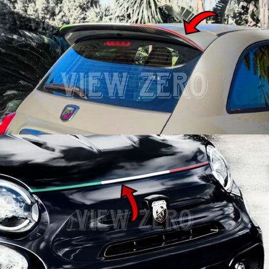 For FIAT 500 ABARTH 595 695 ITALIAN BONNET STRIPES SPOILER STICKERS ITALY FLAG