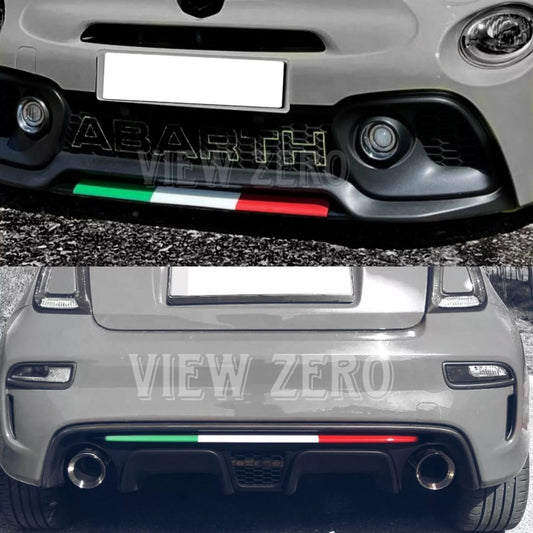 For FIAT 500 ABARTH 595 695 Italian italy flag Tri Colour Carbon Fibre Front bumper Cover sticker Lower Lip