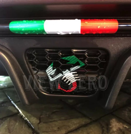 For FIAT 500 ABARTH 595 695 Rear Diffuser Scorpion Emblem Italian Italy Flag Tri Color